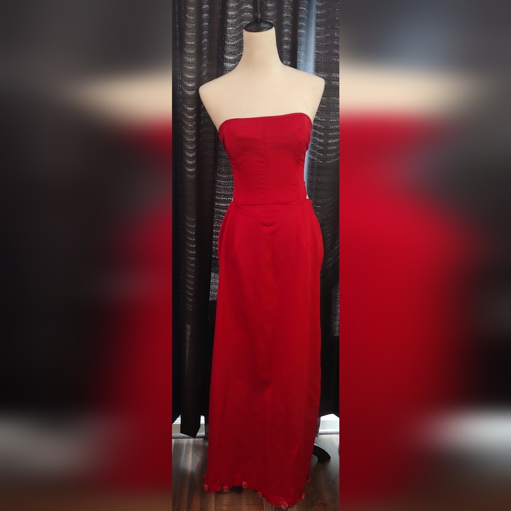 Red Strapless Gown
